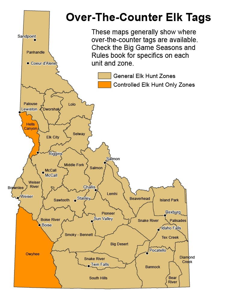 Map of over-the-counter elk tag areas