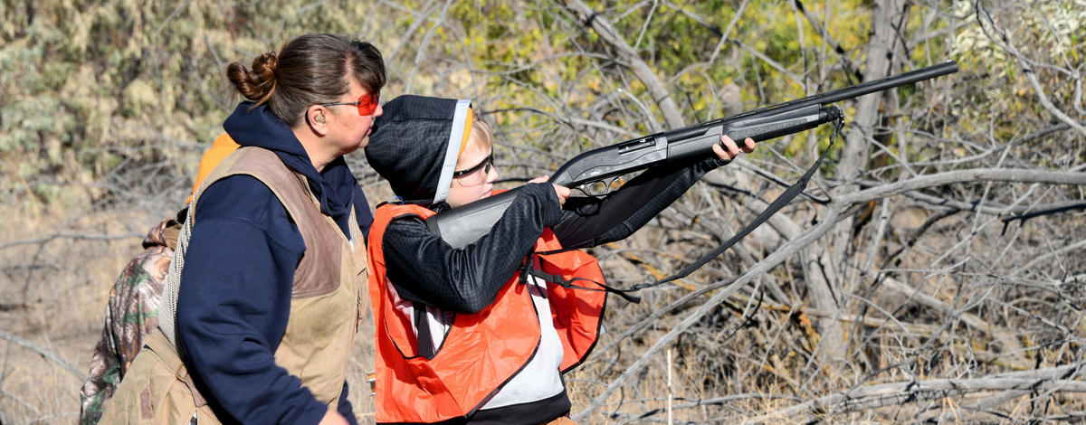 As part of a mentored youth pheasant hunt, participants learn shotgun shooting skills